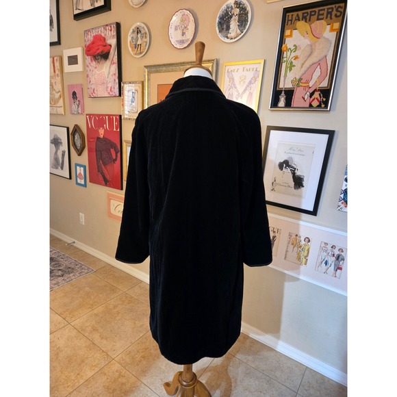 Vintage Black Velvet Reversible Midi Button Front Coat - Picture 6 of 8